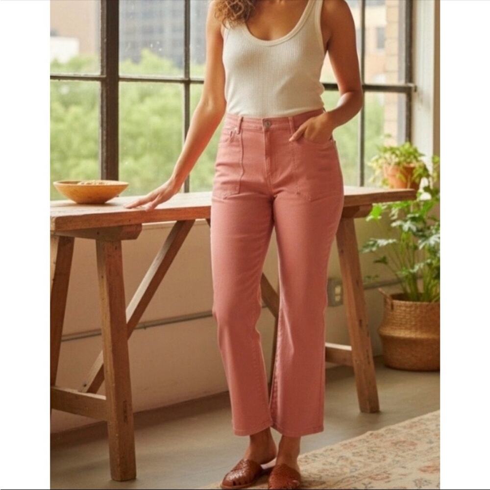 Joie Shally Crop Jeans Pink Guava High Rise Cropped Straight Leg 27 NWT Minimal